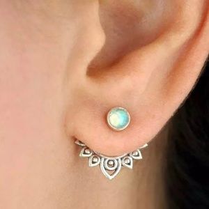 Boho Lotus and Fire Opal Stud Earring Jacket